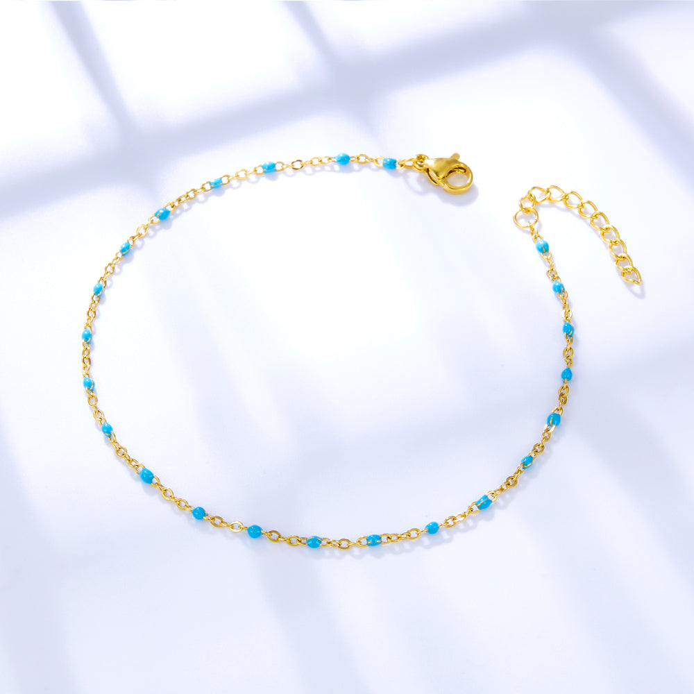 Bohomeian Coloured Anklet | 18K Gold