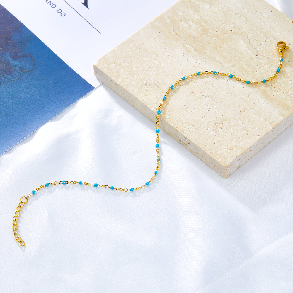Bohomeian Coloured Anklet | 18K Gold