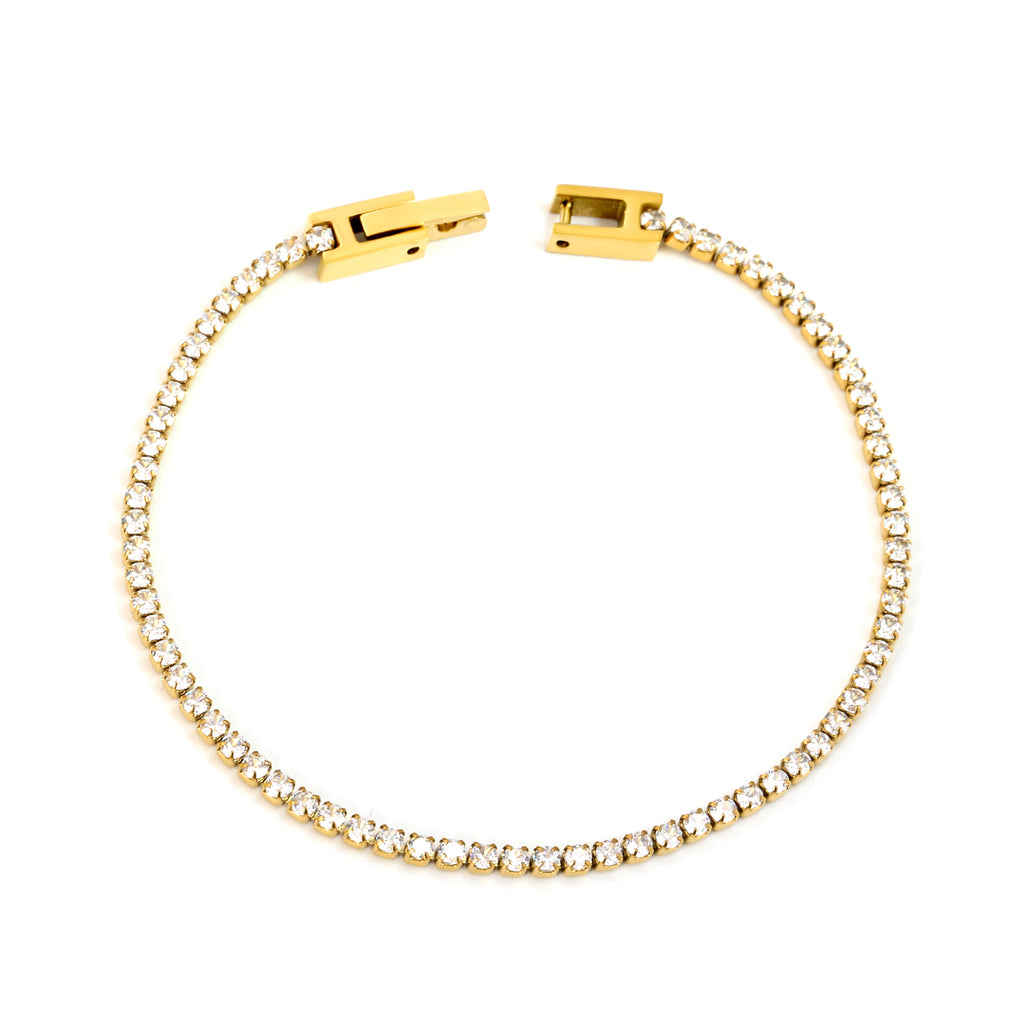 Crystal Zirconia Bracelet | 18K Gold | Size 2mm*17cm