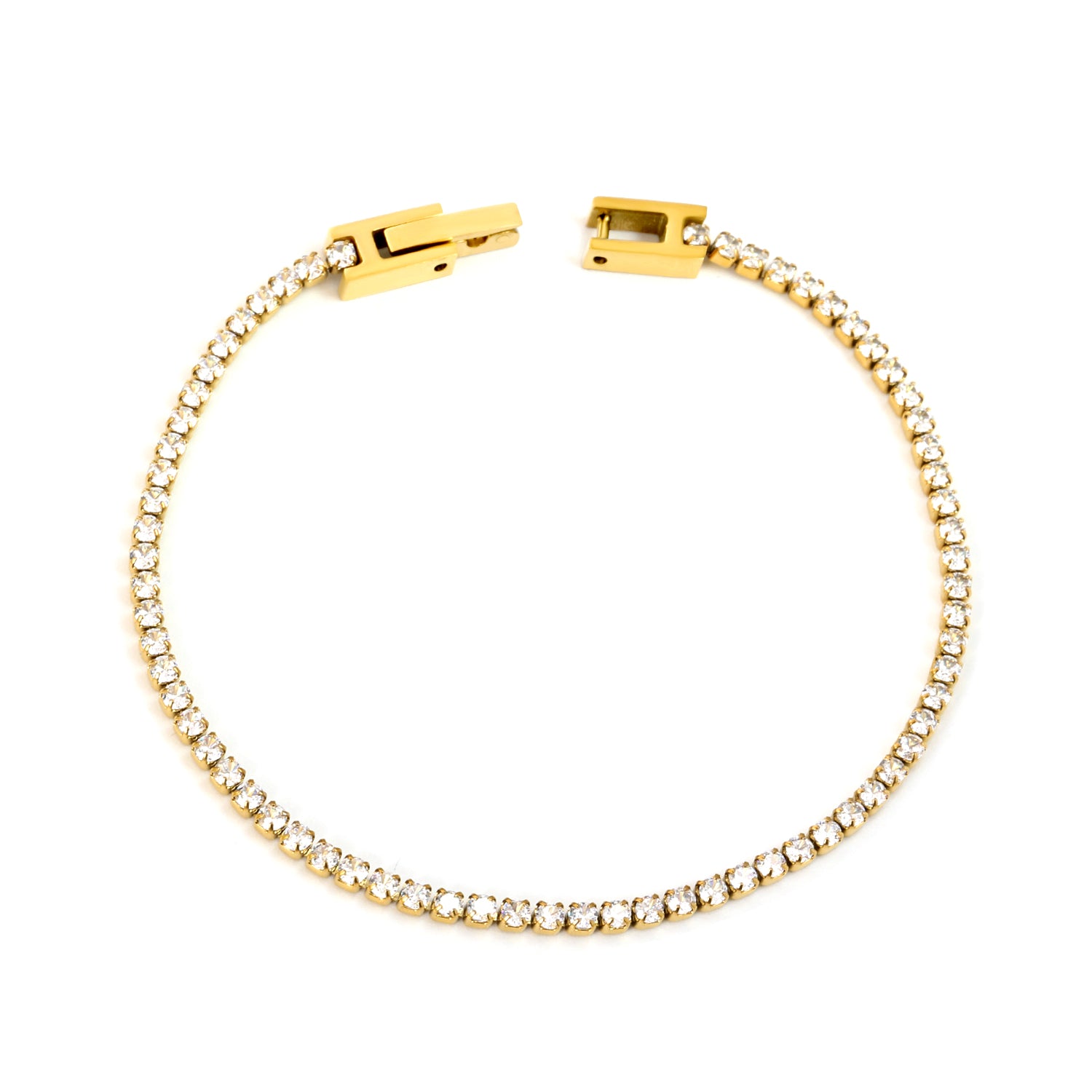 Crystal Zirconia Bracelet | 18K Gold | Size 2mm*17cm