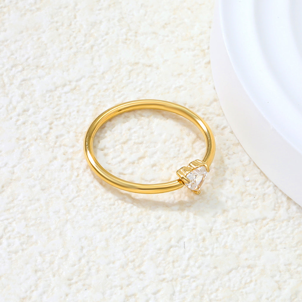 Gold Delicate CZ Open Ring | 18K Gold | Size #6