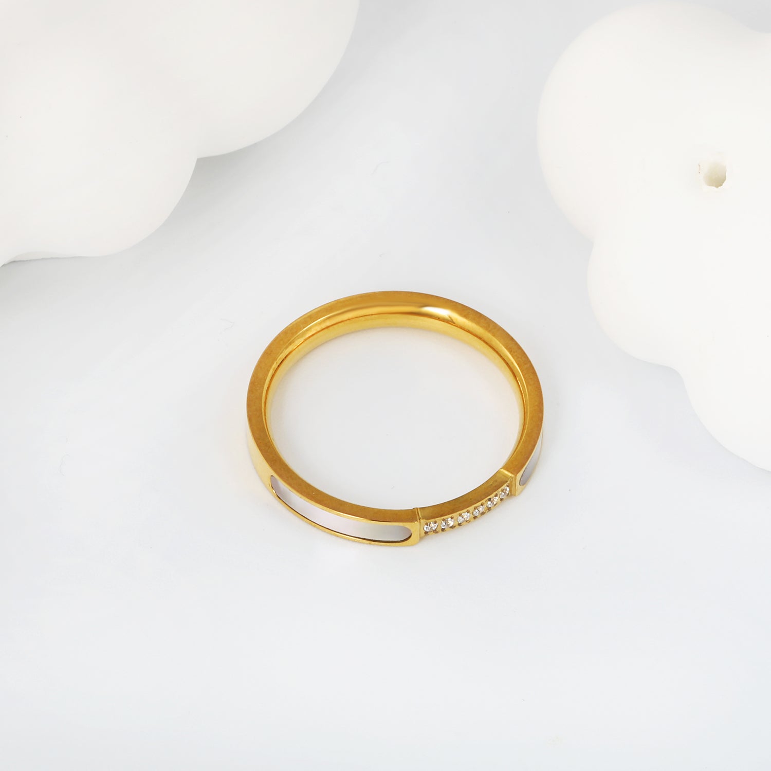 White Zirconia Ring | 18K Gold | Size #8