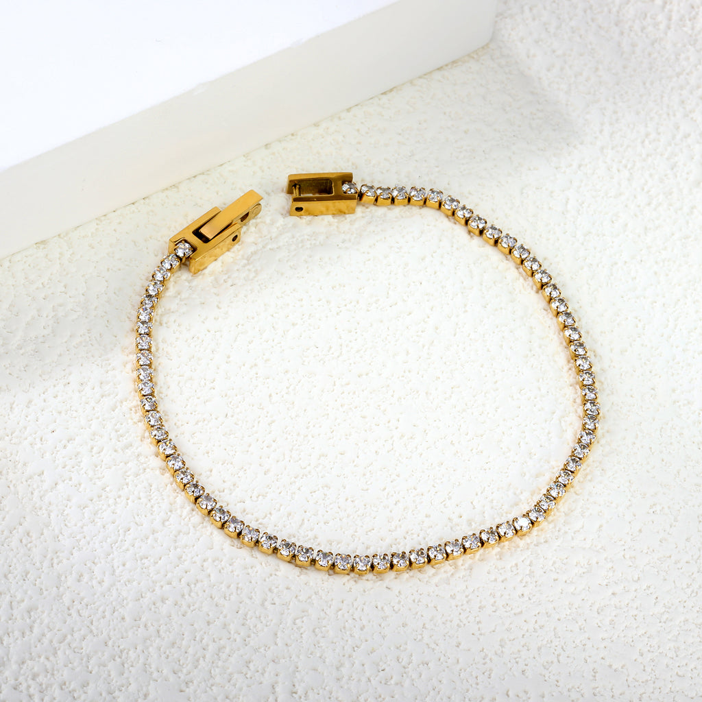 Crystal Zirconia Bracelet | 18K Gold | Size 2mm*17cm