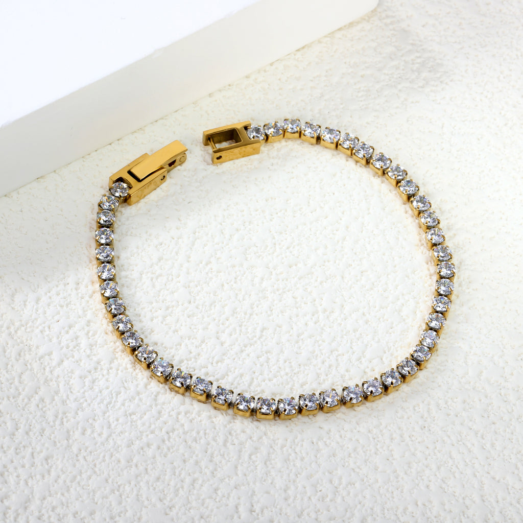Crystal Zirconia Bracelet | 18K Gold | Size 3mm*17cm