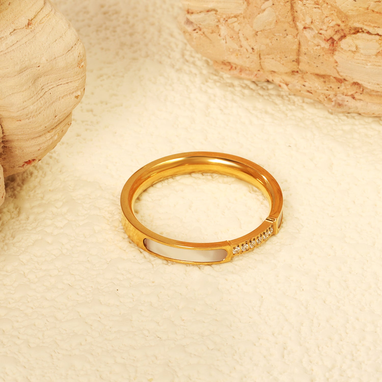 White Zirconia Ring | 18K Gold | Size #8