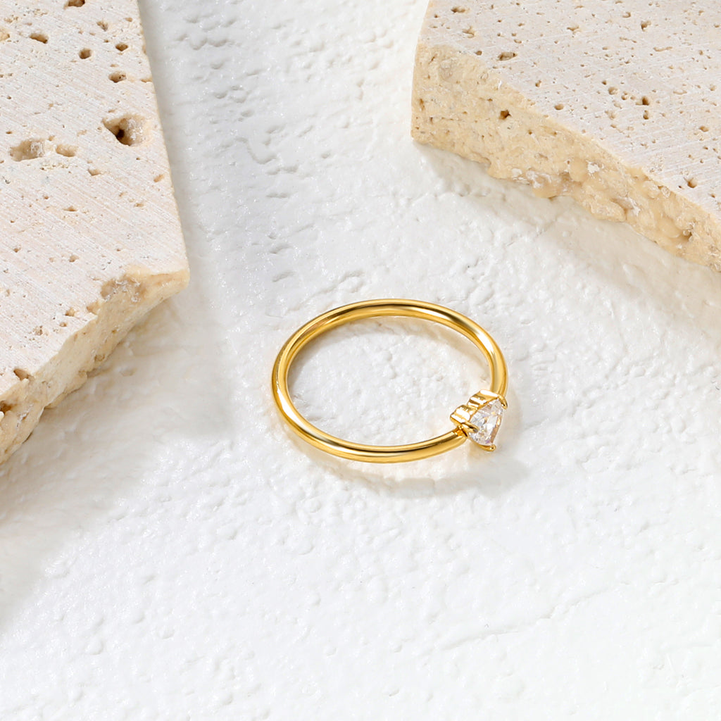 Gold Delicate CZ Open Ring | 18K Gold | Size #6