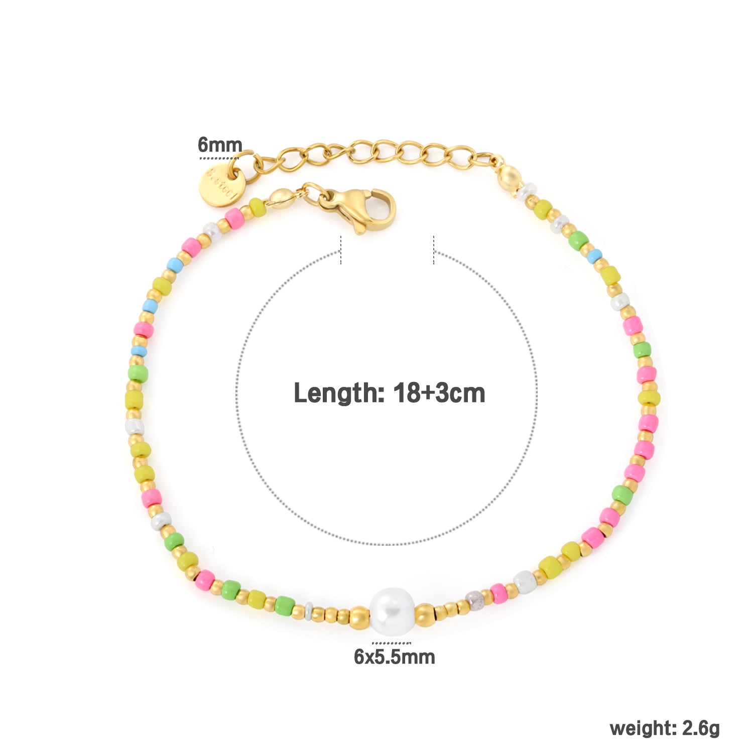 Mica Beads Bracelet | 18K Gold | Size 18+3cm