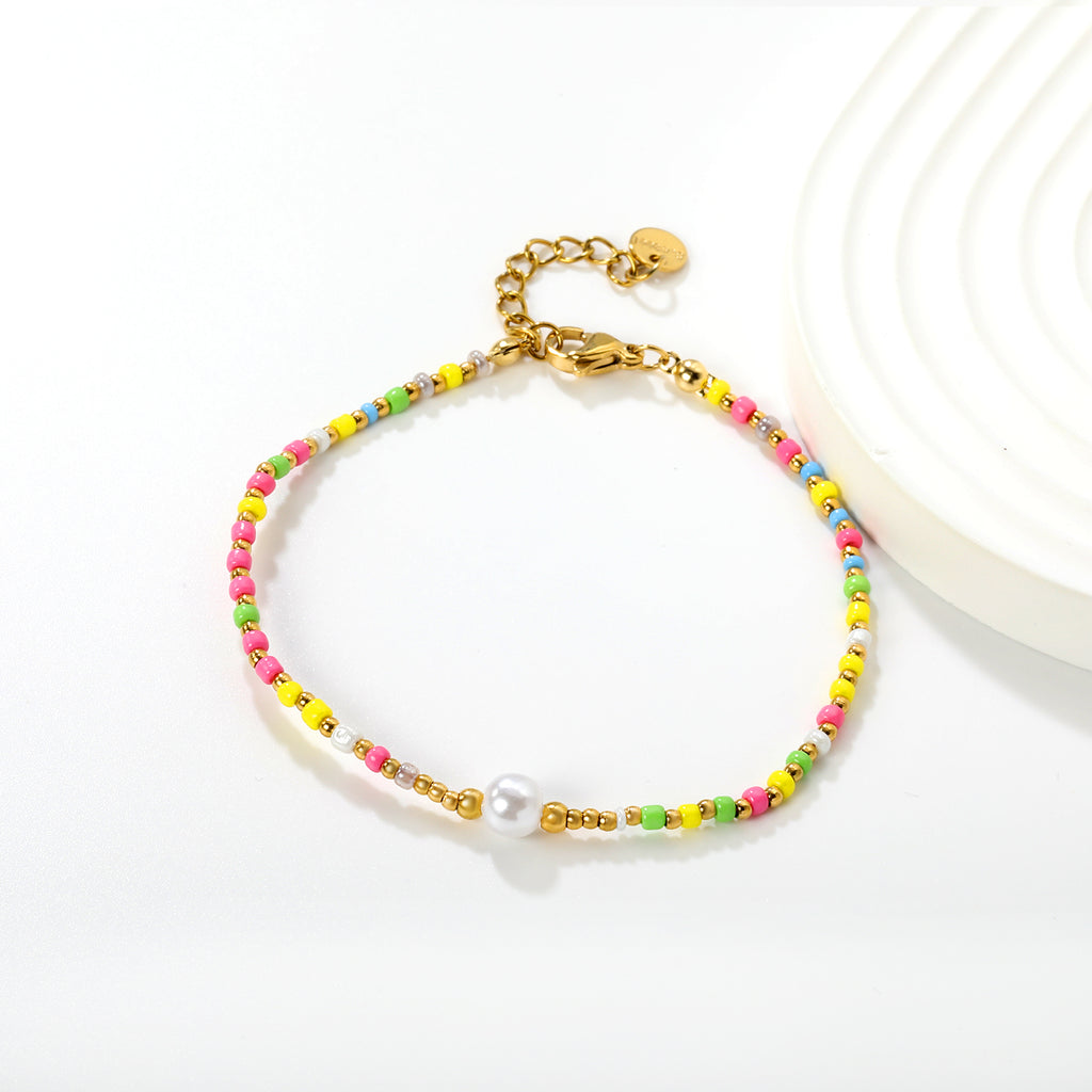 Mica Beads Bracelet | 18K Gold | Size 18+3cm