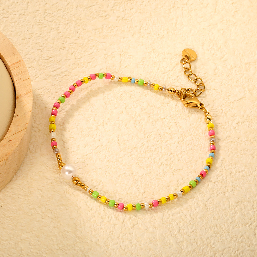 Mica Beads Bracelet | 18K Gold | Size 18+3cm