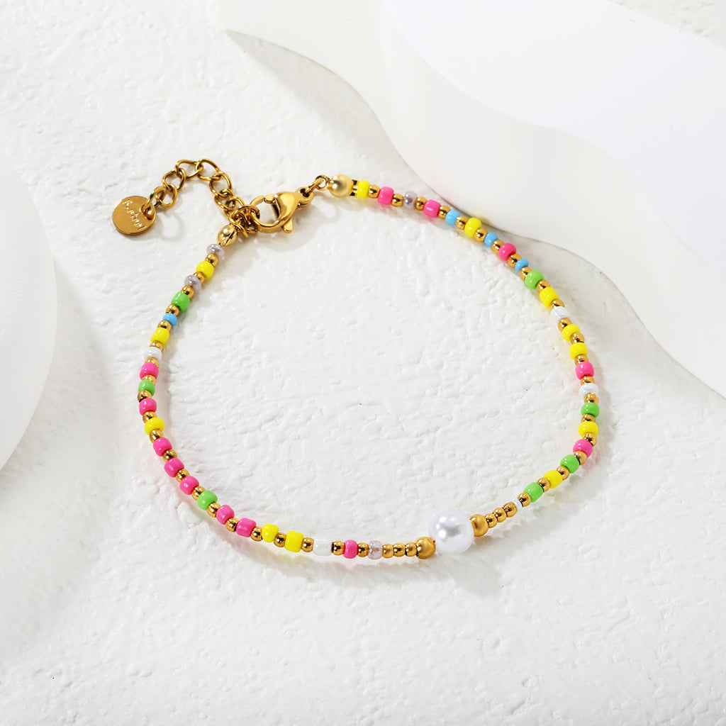 Mica Beads Bracelet | 18K Gold | Size 18+3cm