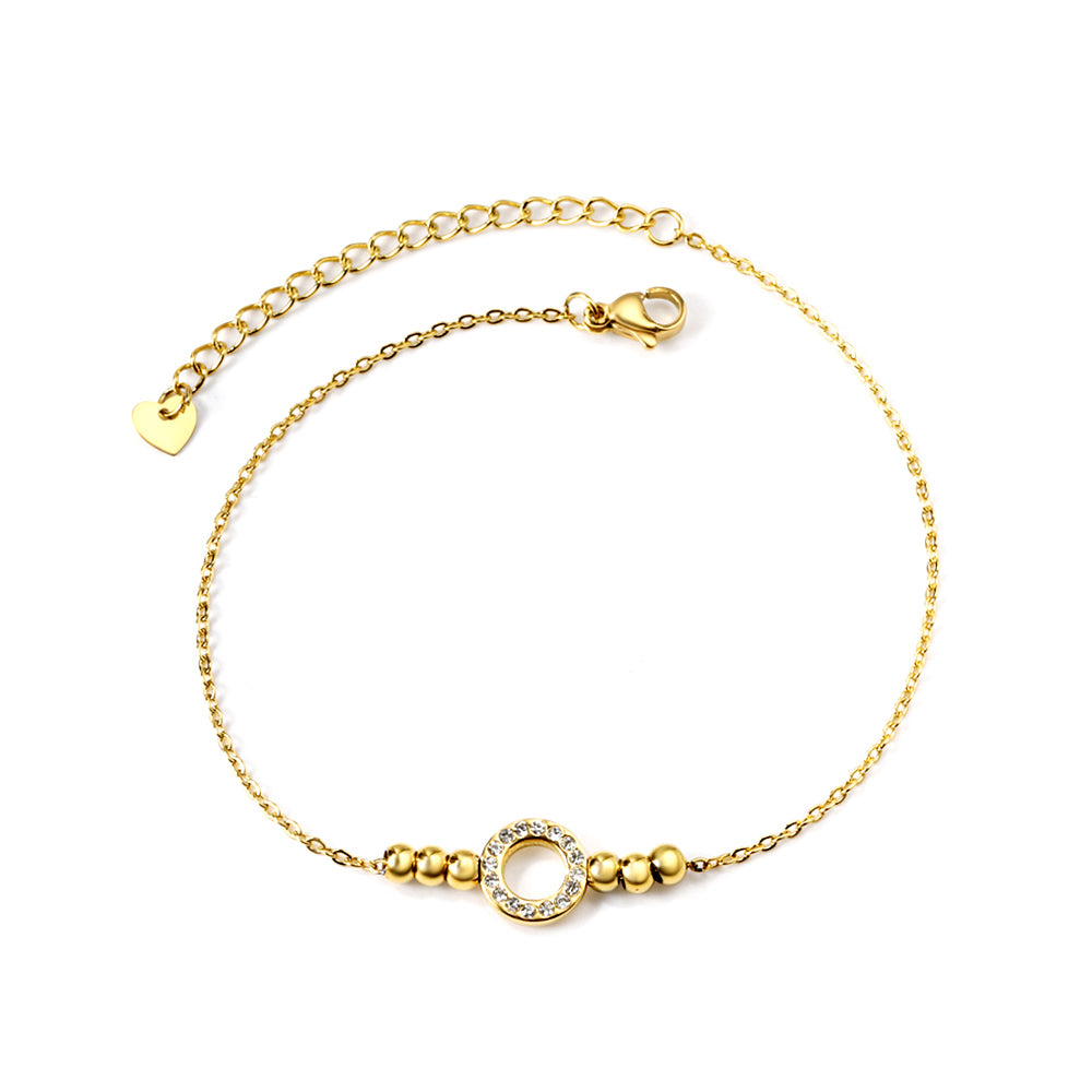 Stone & Beads Anklet | 18K Gold | Size 21+6cm