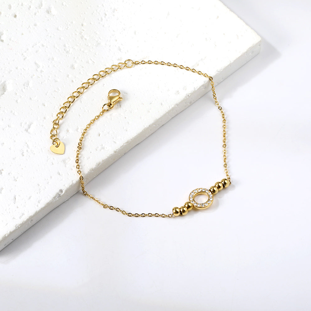 Stone & Beads Anklet | 18K Gold | Size 21+6cm
