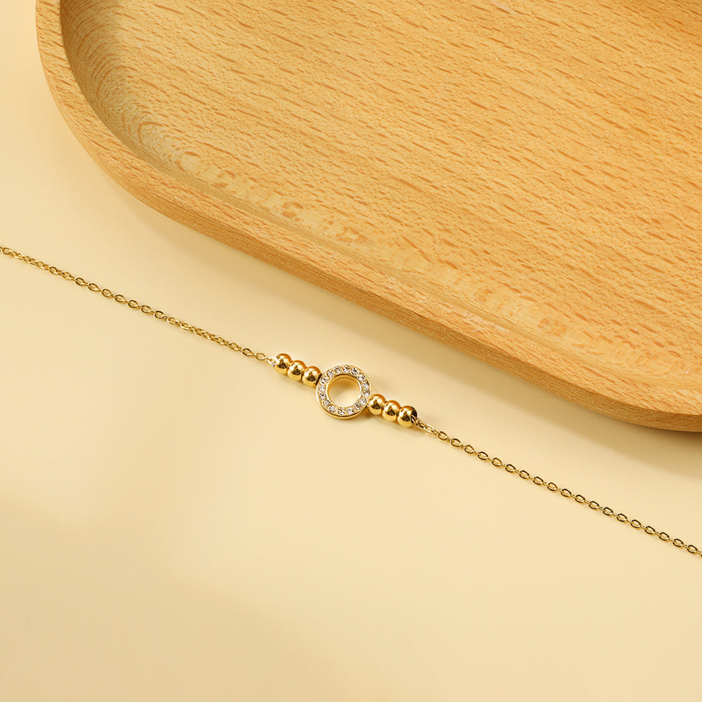 Stone & Beads Anklet | 18K Gold | Size 21+6cm