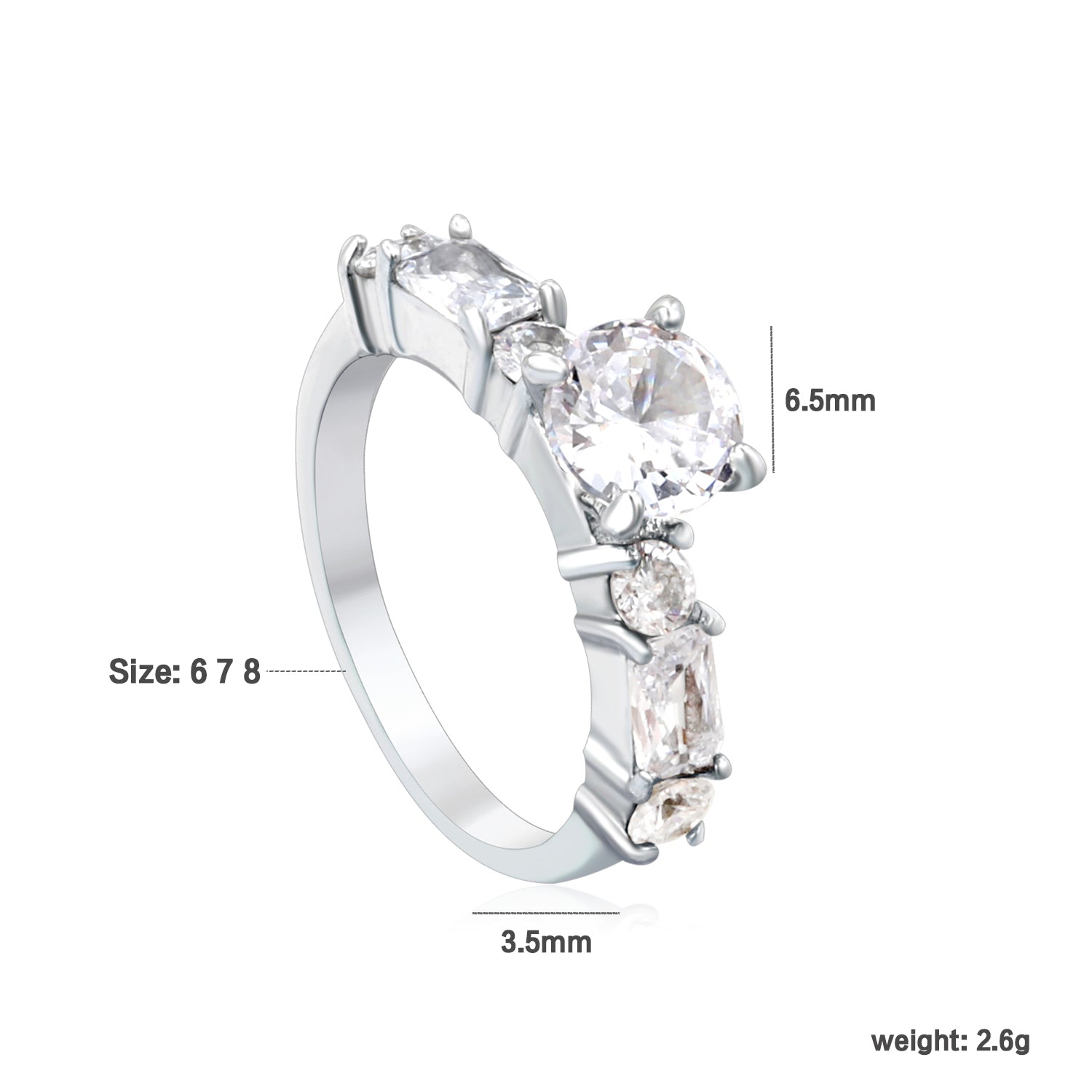 Classic Round & Square Stone Ring | Stainless Steel | Size #7