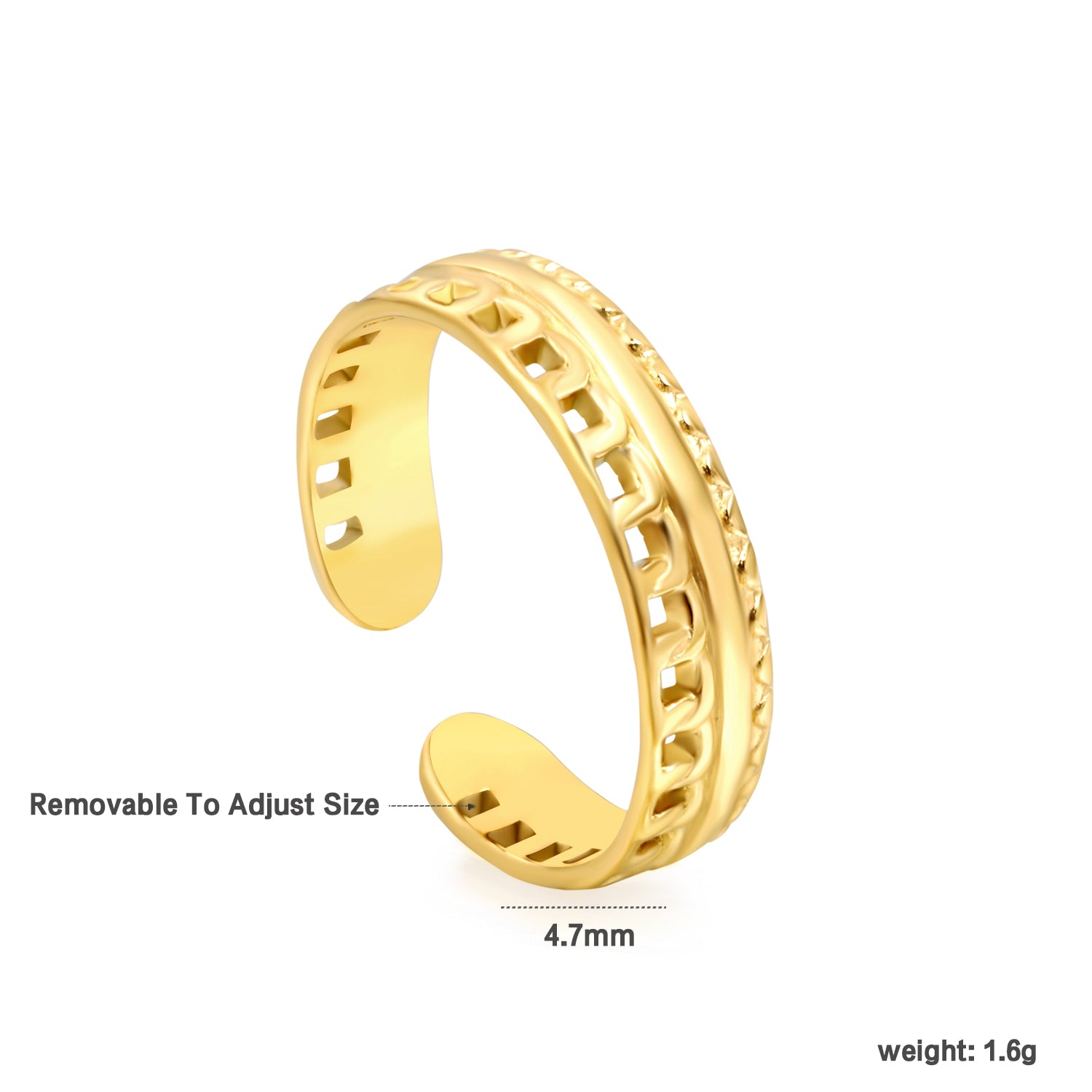 18K Stainless Steel Adjustable Ring