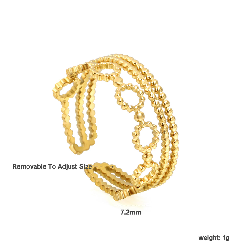 Wispy Triple Opening Ring | 18K Gold | Size Adjustable