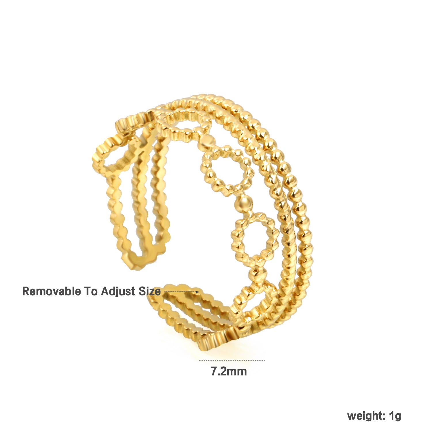 Wispy Triple Opening Ring | 18K Gold | Size Adjustable