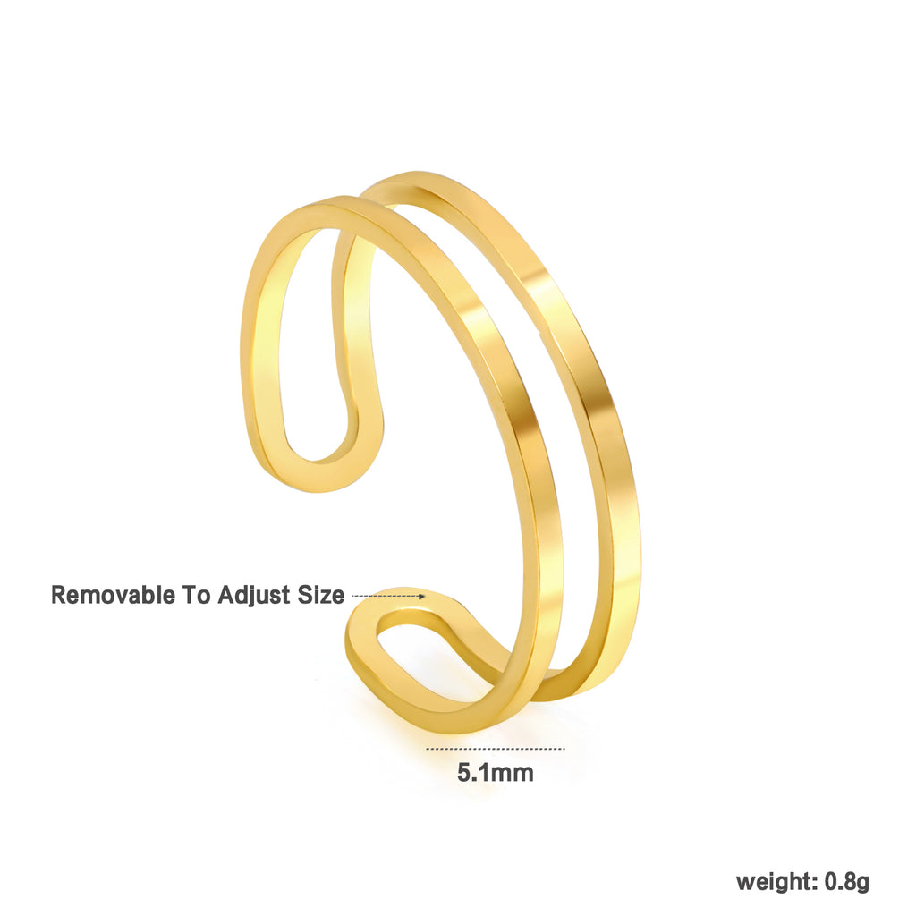 Double-Layer Ring | 18K Gold | Size Adjustable