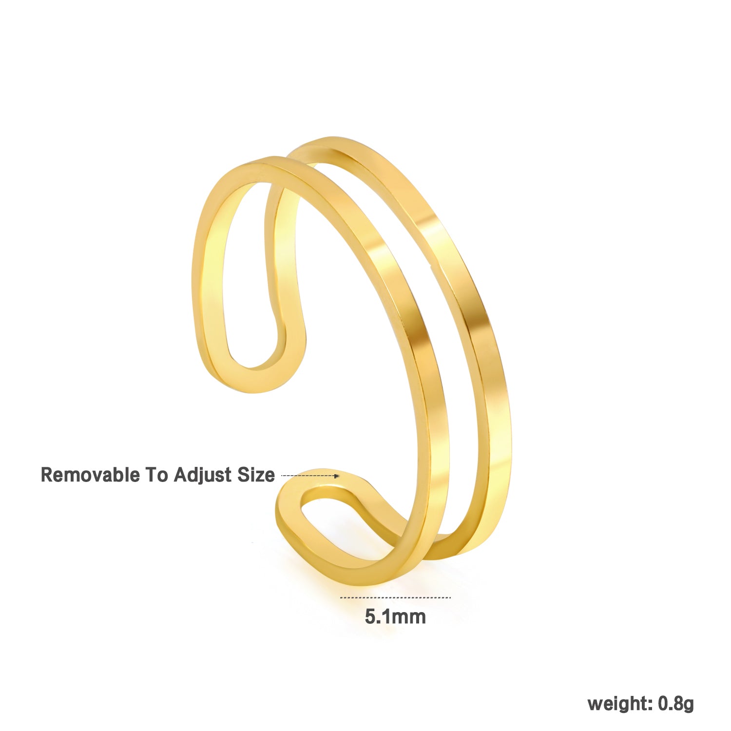 Double-Layer Ring | 18K Gold | Size Adjustable