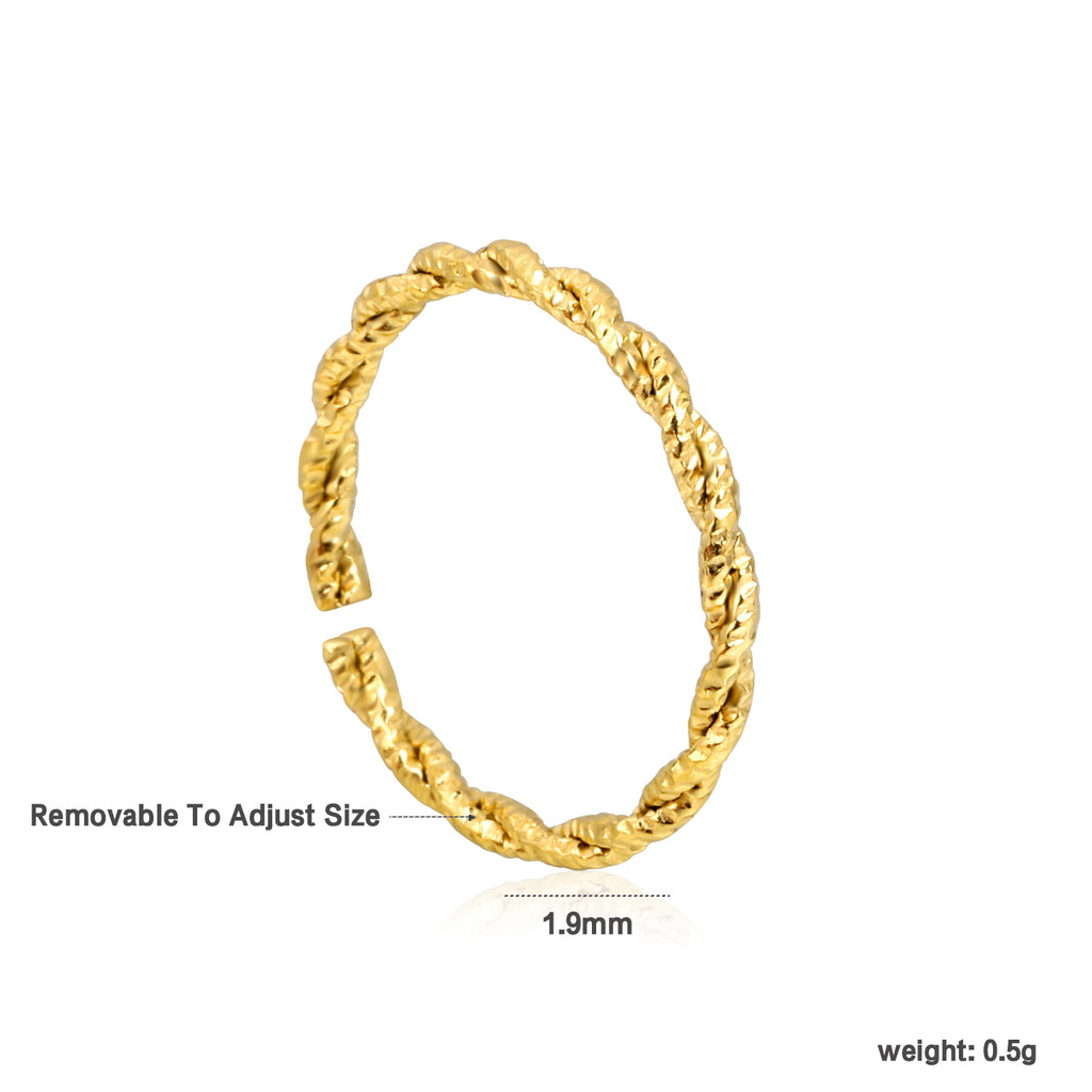 Bar Rotating Twisted Open Ring | 18K Gold | Size Adjustable
