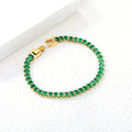 Oval Emerald Crystal Zirconium Bracelet | 18K Gold | Size 17cm