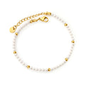 White Shell Bead Bracelet | 18K Gold | Size 18+3cm