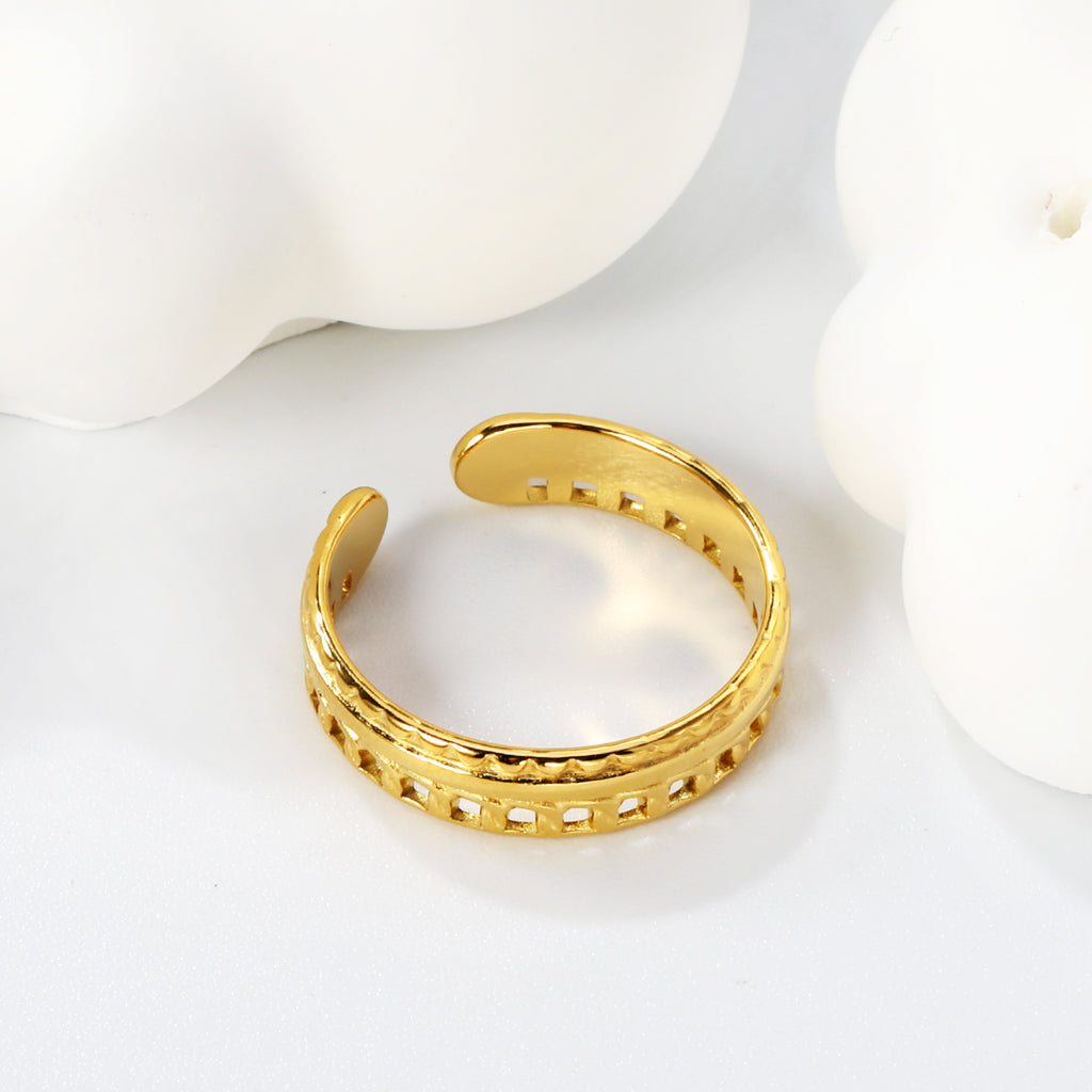 18K Stainless Steel Adjustable Ring