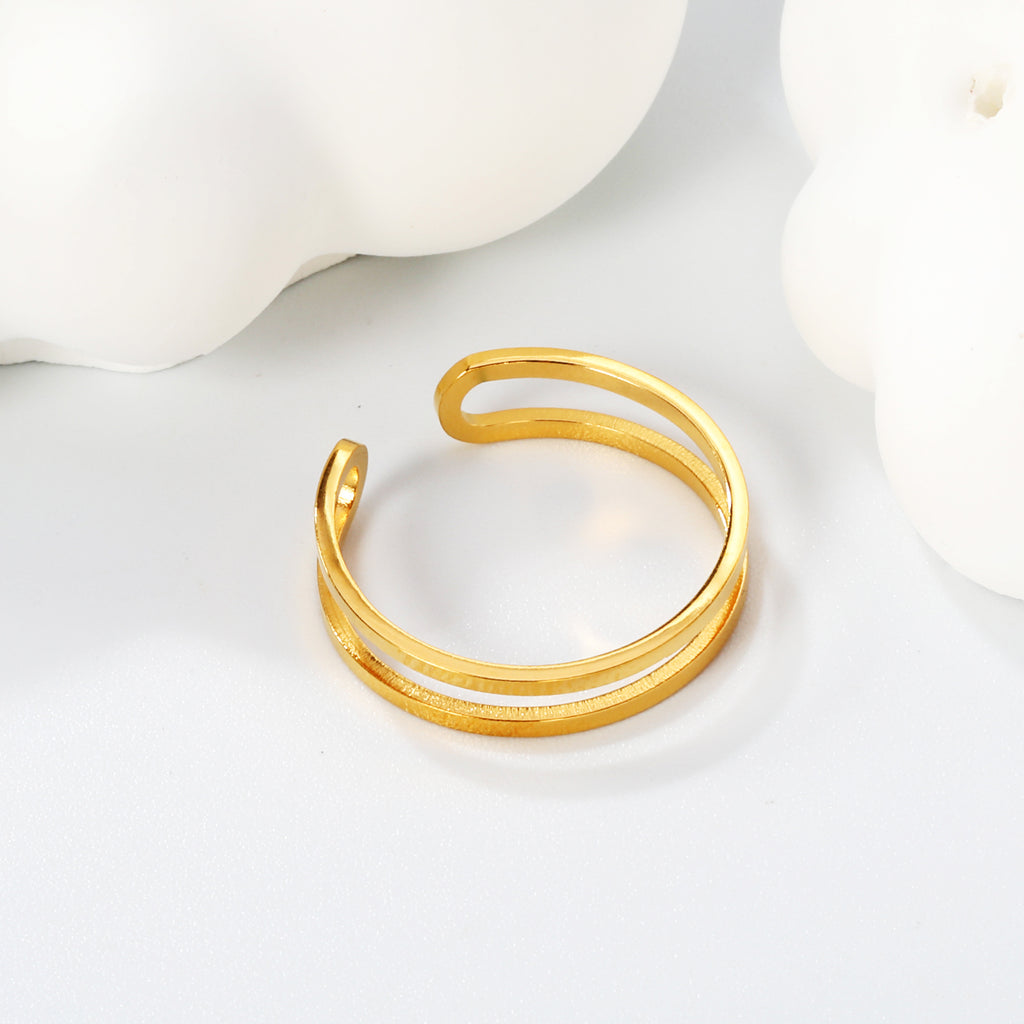 Double-Layer Ring | 18K Gold | Size Adjustable