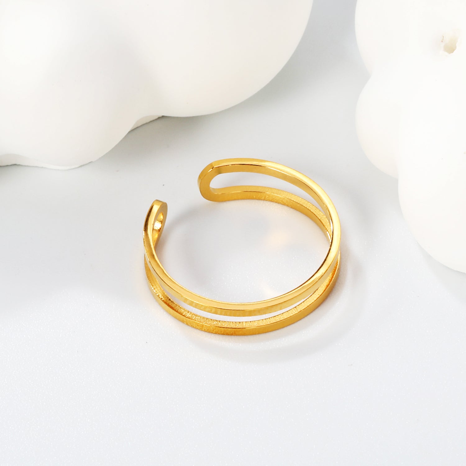 Double-Layer Ring | 18K Gold | Size Adjustable