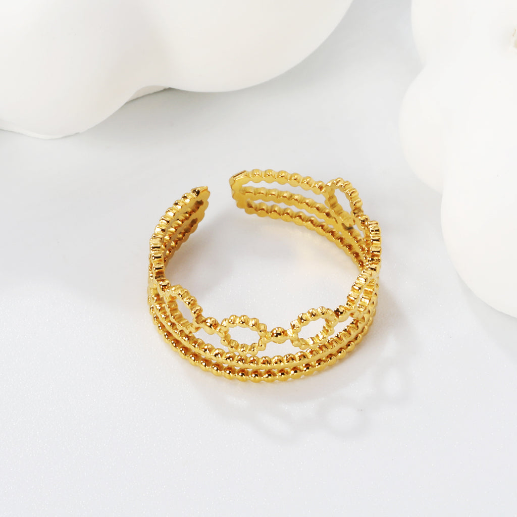 Wispy Triple Opening Ring | 18K Gold | Size Adjustable