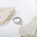 Stainless Steel Ring with Round Diamond & Trapezoid CZ Stone