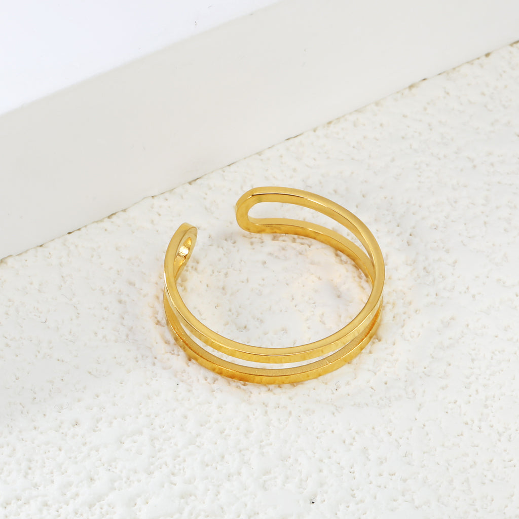Double-Layer Ring | 18K Gold | Size Adjustable