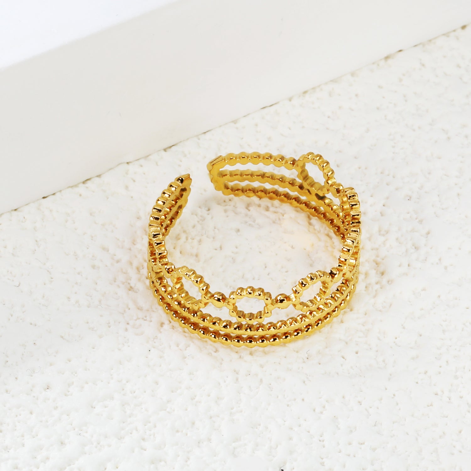 Wispy Triple Opening Ring | 18K Gold | Size Adjustable