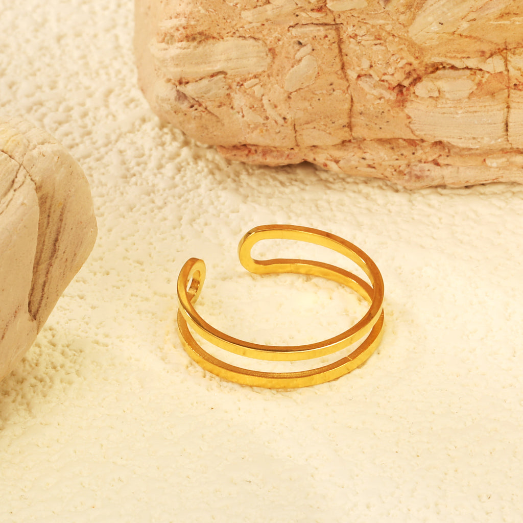 Double-Layer Ring | 18K Gold | Size Adjustable