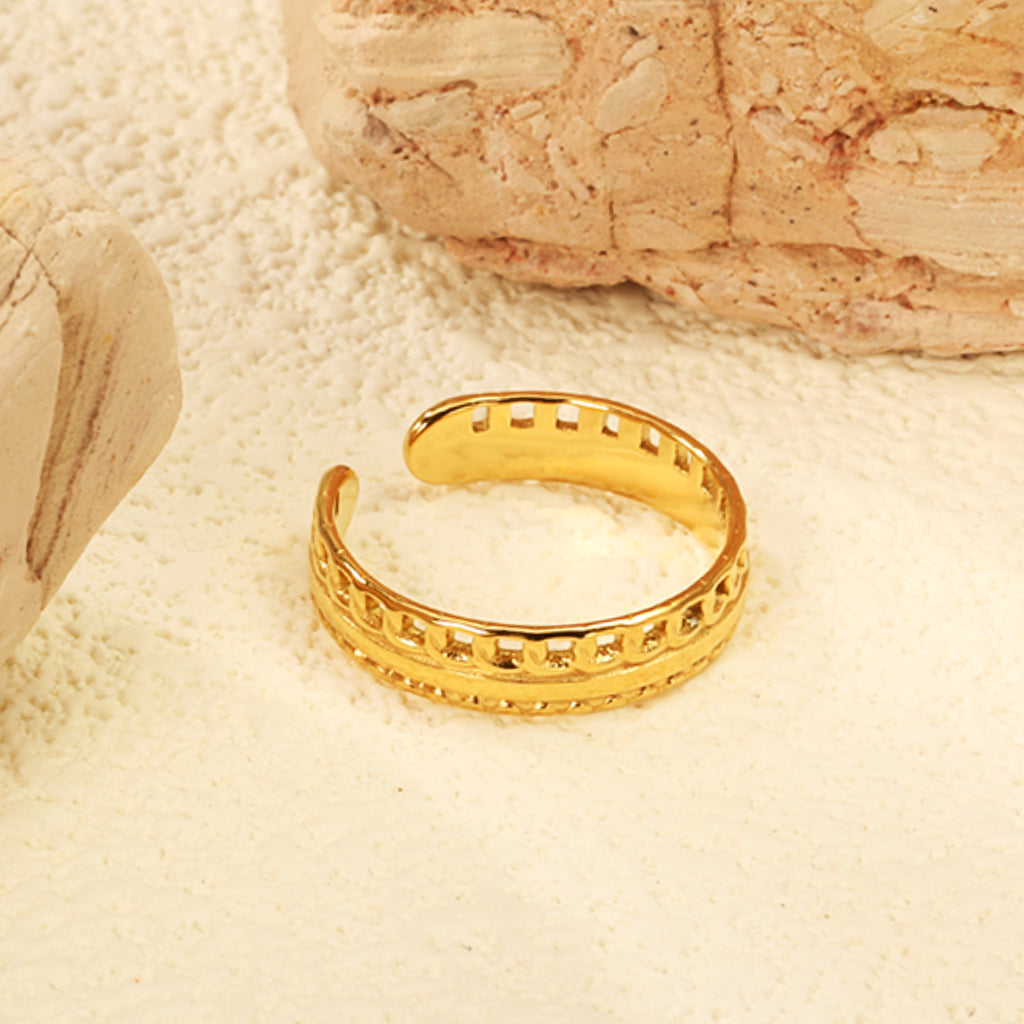 18K Stainless Steel Adjustable Ring