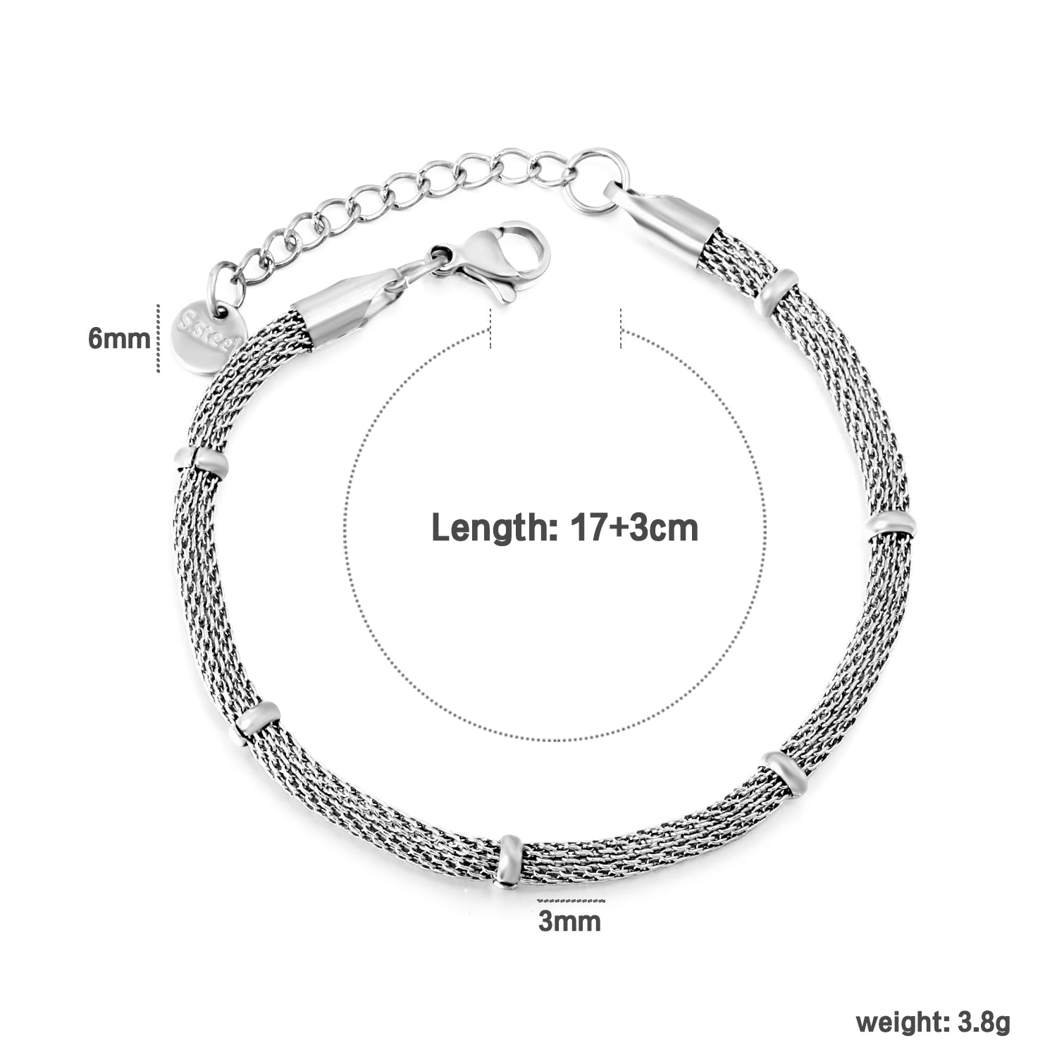 Rope Pattern Stylish Bracelet | Stainless Steel | Size 17+3cm