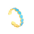 Blue Enamel Heart Design Ring | 18K Gold | Size Adjustable