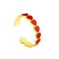 Red Enamel Heart Design Ring | 18K Gold | Size Adjustable