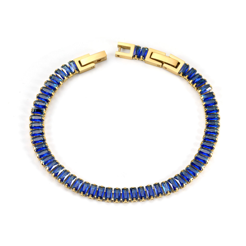 Rectangle Blue Stone Bracelet | 18K Gold | Size 18cm