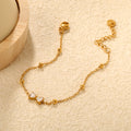 Stone Bowknot & Bead Clamp Bracelet | 18K Gold | Size 17+3cm