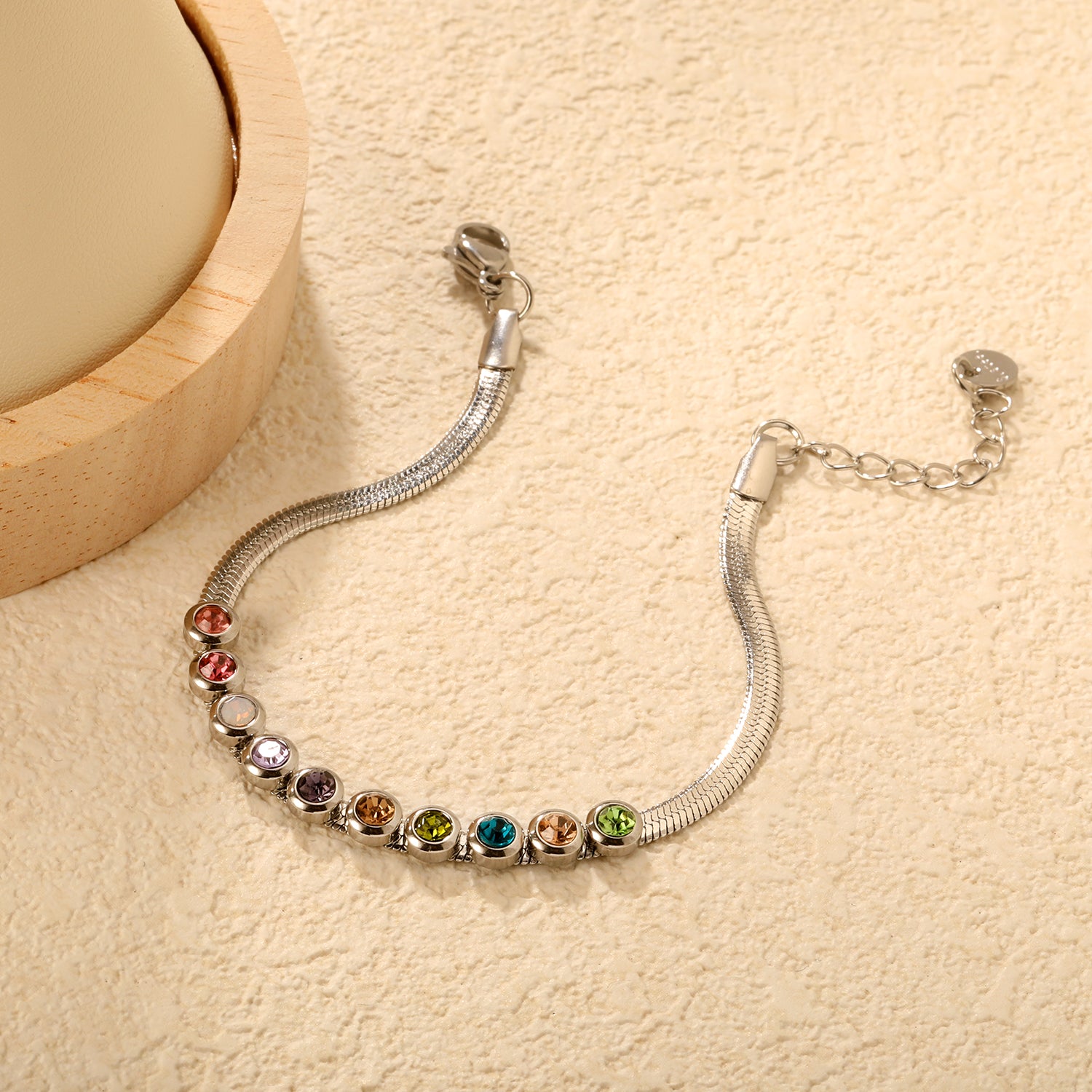 Multicoloured Crystal Bracelet | Stainless Steel | Size 17+3cm