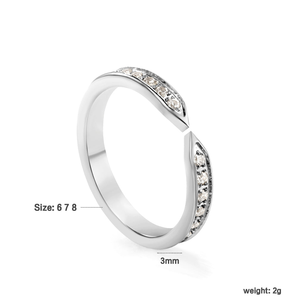 Cross-Shaped White Zirconium Ring | Stainless Steel | Size #8