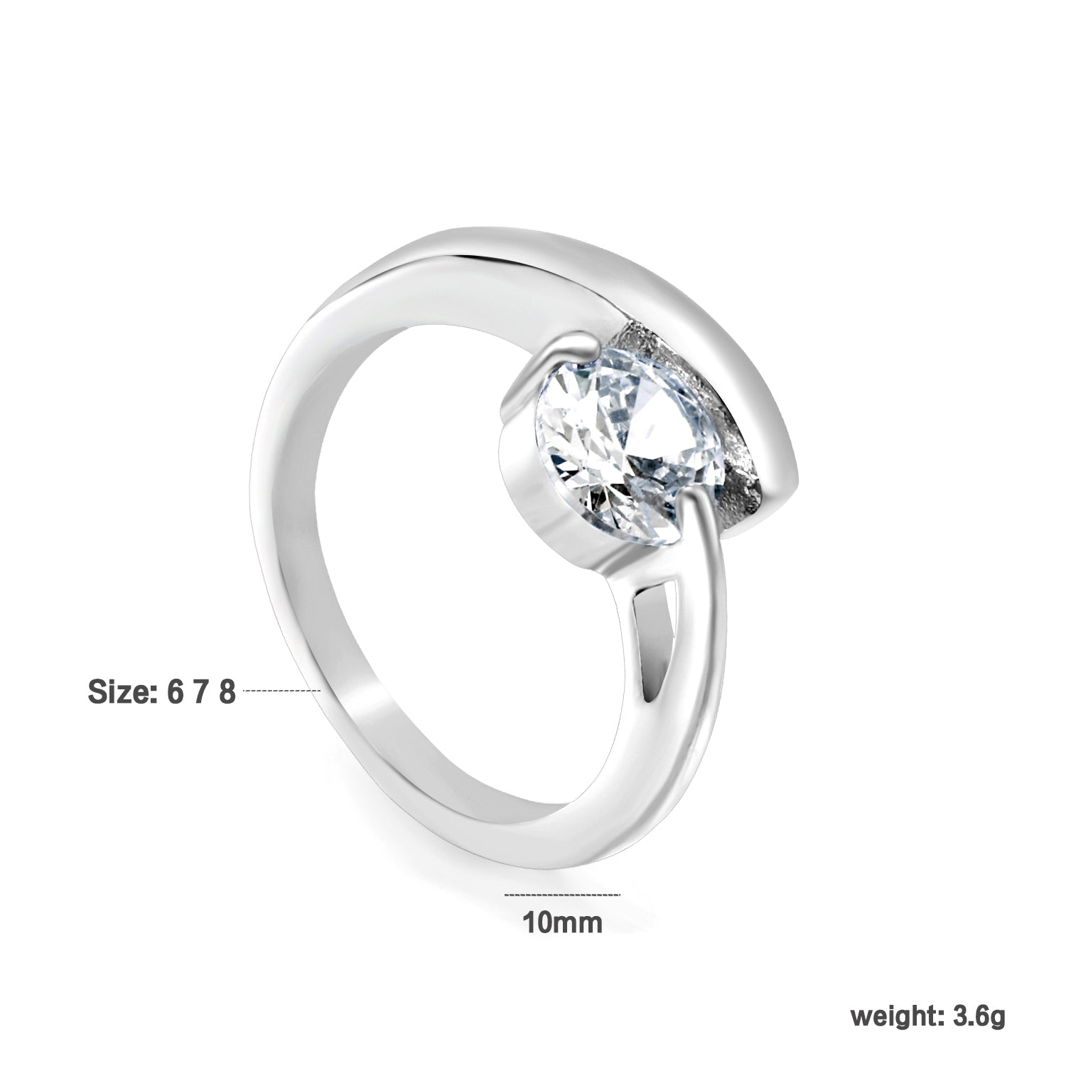 White Stone Ring | Stainless Steel | Size #8