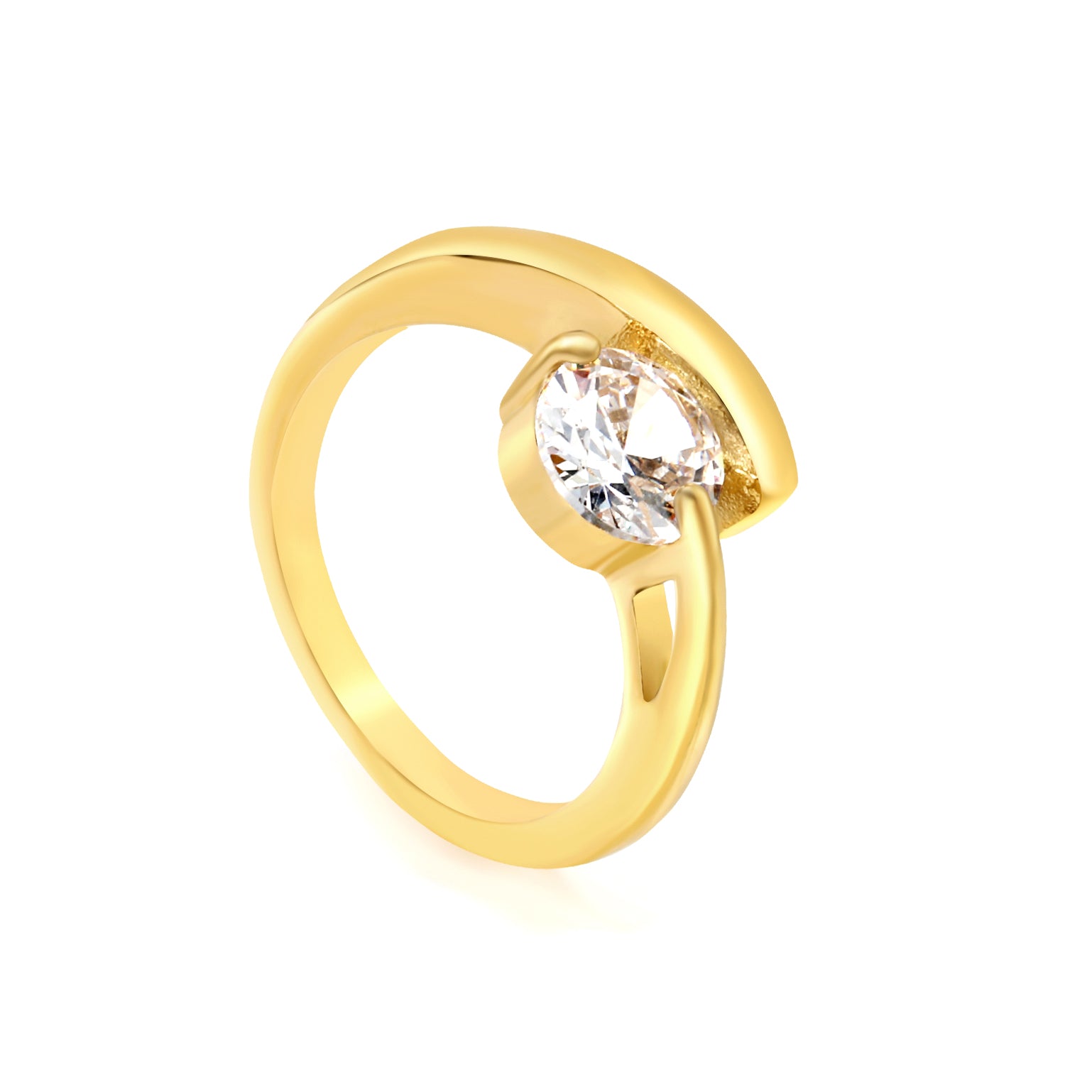 White Stone Ring | 18K Gold | Size #8