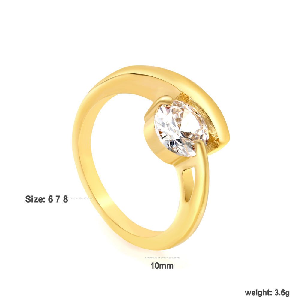 White Stone Ring | 18K Gold | Size #6