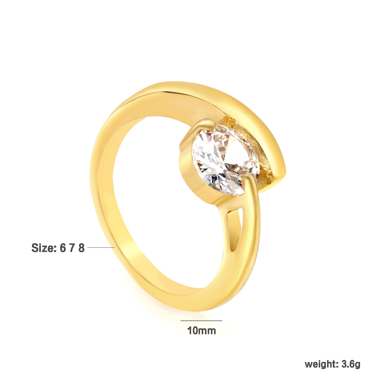 White Stone Ring | 18K Gold | Size #7