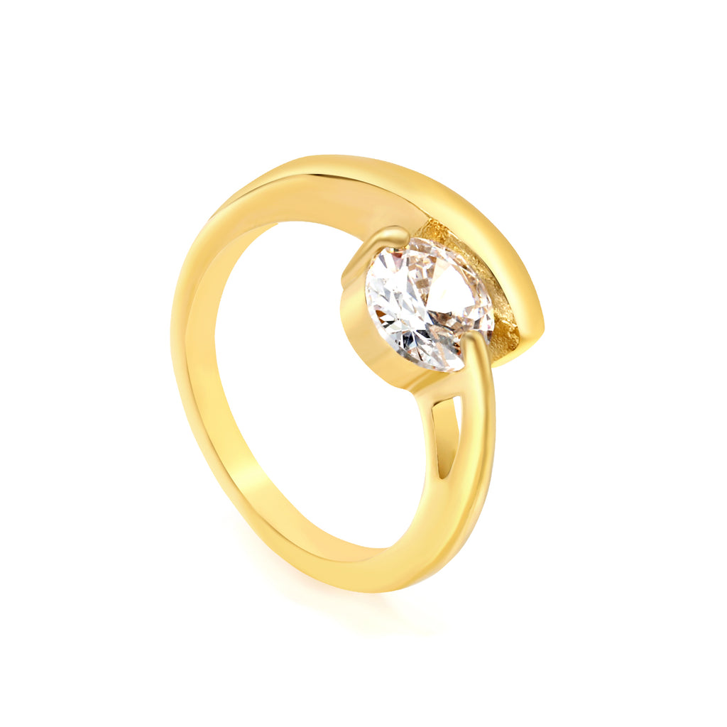 White Stone Ring | 18K Gold | Size #7