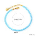 Rhombic Blue Round Beads Bracelet | 18K Gold | Size 18+3cm
