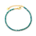 Rhombic Green Round Beads Bracelet | 18K Gold | Size 18+3cm