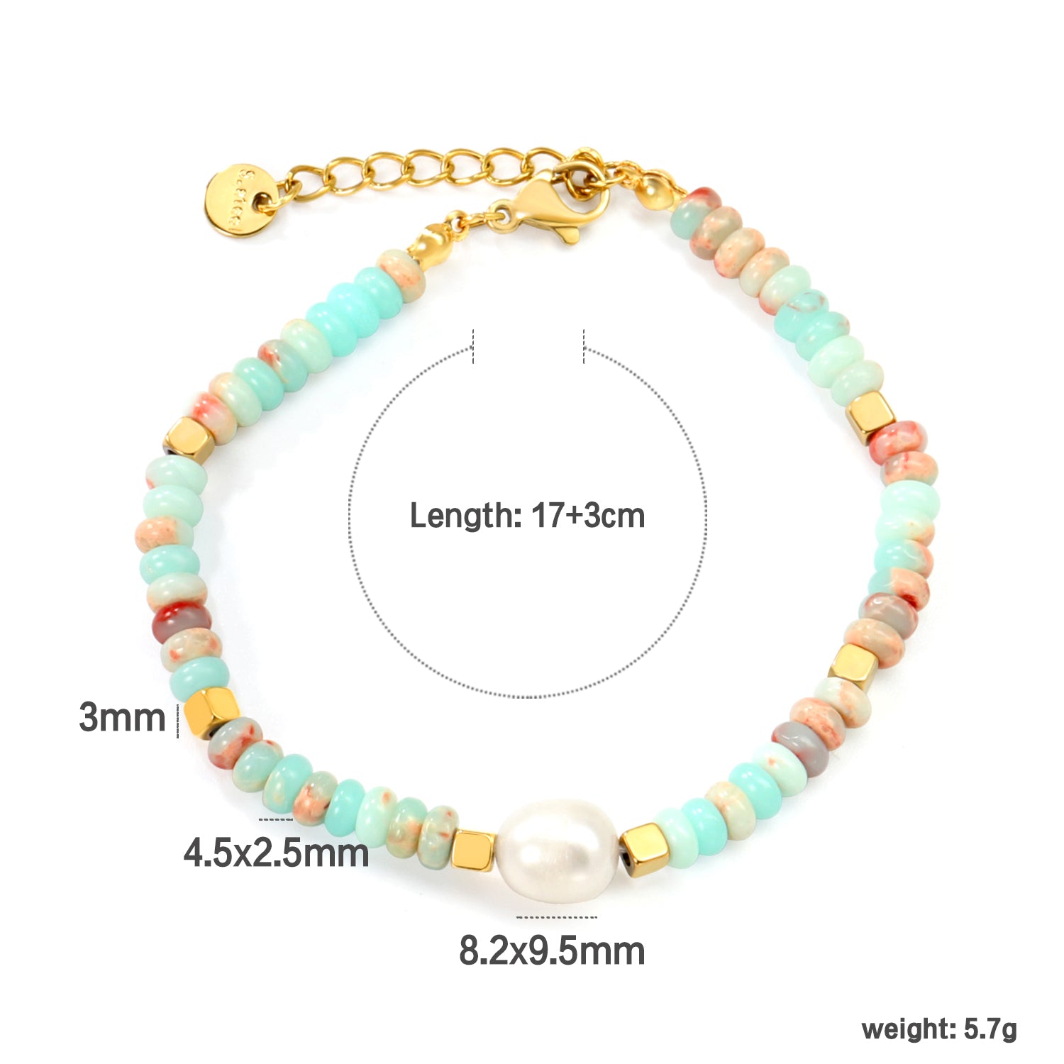 Shoushan Stone Bracelet | 18K Gold | Size 17+3cm